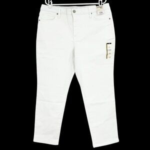NWT Terra & Sky Womens Straight High Rise Stretch White Denim Jeans Plus Sz 16WP